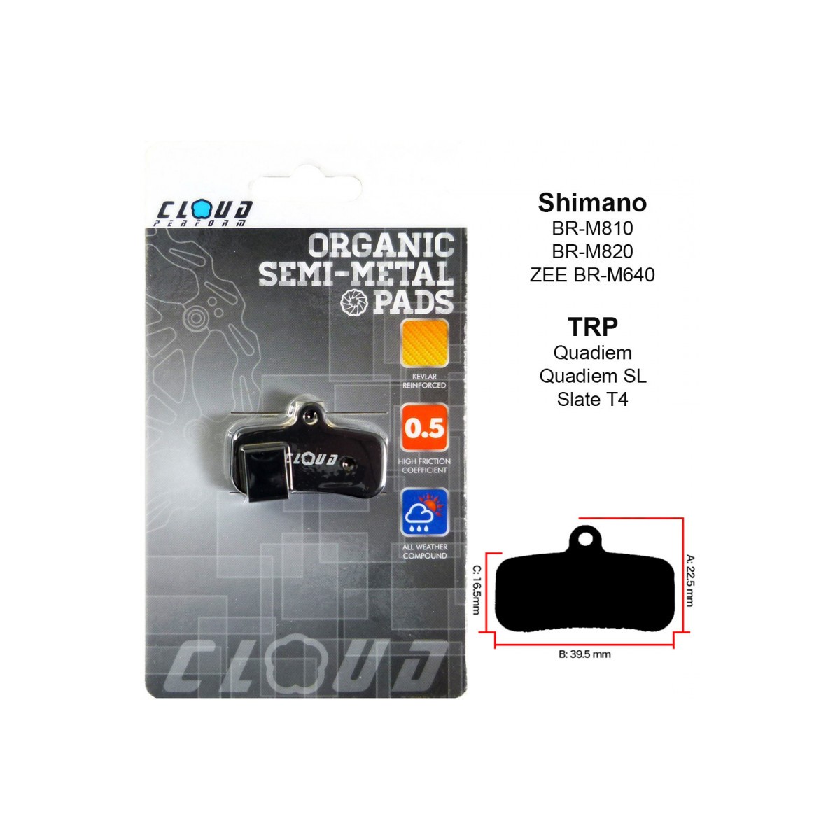 CLOUD plaquettes de freins SHIMANO SAINT/ZEE/ M640/M810/M820 organiques